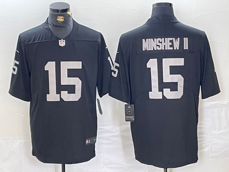 Men Oakland Raiders 15 Minshew ii Black Second generation 2024 Nike Vapor Limited NFL Jersey style 1